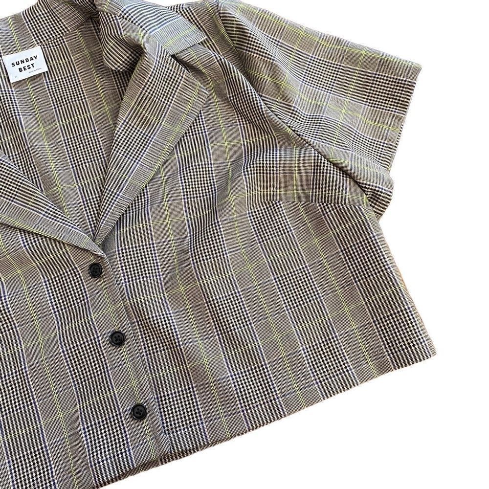 Sunday Best Aritzia Blazer Cropped Short Sleeve Plaid Medium - Picture 3 of 5